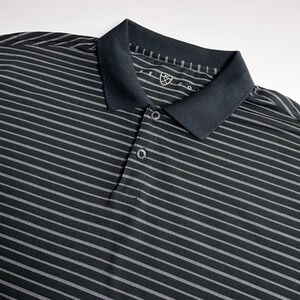 Nike Golf Mens XL Striped Polo Shirt‎ Black Short Sleeve Athletic